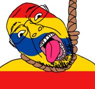 ack flag flag:overjissel glasses hair hanging netherlands open_mouth overjissel rope soyjak stubble suicide teeth tongue variant:bernd yellow_teeth // 768x719 // 34.7KB