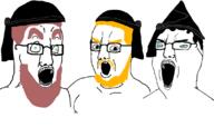 3soyjaks angry beard black_sea blue_eyes brown_hair chepni clothes glasses green_eyes hair hat hemshin laz me mustache open_mouth soyjak tag tea turkiye turks variant:chudjak variant:chudjak2 variant:unknown yellow_hair // 1126x666 // 124.8KB