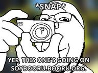 arm blurred_background camera glasses hand holding_camera holding_object irl_background meta smile soybooru soyjak stubble subvariant:wholesome_soyjak text variant:gapejak // 680x510 // 109.0KB