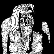 creepy drool fat glasses hair hairy horror monster ominous open_mouth sharp_teeth soyjak stubble tongue variant:unknown // 512x512 // 34.5KB