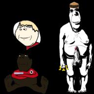 alternate arm aryan biting_lip blond brown_eyes brown_skin canada canada_leaf canadian_nazism chest_hair creepy crimean_tatar crossed_arms distorted evil fat foot full_body genitalia glasses hair hand leaf leg nipple nsfw ominous penis pubic_hair shadow sitting sloptranWNBAG_(namefag) smile soyjak stubble subvariant:hornyson subvariant:wholesome_soyjak t50_eyes testicles think_bubble thinking tubeteika variant:cobson variant:gapejak vein veiny_cock white_skin yellow_hair // 2920x2920 // 737.1KB