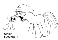 2soyjaks animal animal_ears closed_eyes closed_mouth ear glasses leg my_little_pony open_eyes open_mouth pony stubble tail text tongue variant:unknown yelling // 2150x1500 // 62.7KB