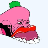 beard ear green_hair lips pink_skin pooner red_lips soyjak teeth teeth_showing train tranny variant:trainjak // 2048x2048 // 201.1KB