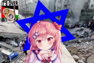 aftermath anime anime_girl bloodshot_eyes brimmiest_post_ever_⚠️⚠️⚠️_do_not_enter_⚠️⚠️⚠️ fastest_brapped_up_post_⚠️⚠️⚠️ flag hamas israel meta:bait meta:edit meta:op_here_i_just_wanted_to_confess_that_im_trans_btw negev_(girls'_frontline) palestine palestine_flag rubble star_of_david variant:bernd white_beard // 706x480, 31.6s // 2.7MB