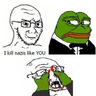 blood broken_glasses eyes_gouged frog glasses nazism pepe pepe_the_frog stubble tuxedo variant:soyak // 400x400 // 117.5KB