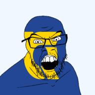 angry flag flag:tokushima glasses hair japan looking_at_you mustache open_mouth soyjak stubble teeth todofuken tokushima transparent_background variant:feraljak // 1500x1500 // 73.5KB