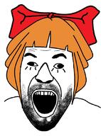 beard bowtie hair mymy ongezellig open_mouth orange_hair soyjak variant:cirrus // 631x851 // 118.2KB