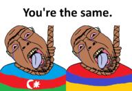 armenia azerbaijan bloodshot_eyes brown_skin churka flag flag:armenia flag:azerbaijan glasses hair hanging rope stubble suicide variant:bernd you're_the_same // 3352x2328 // 439.0KB