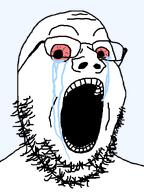 aliased big_eyes bloodshot_eyes crazed crying gape gaping_mouth glasses open_mouth red_eyes soyjak stubble tear teeth template transparent_background variant:gapejak // 600x800 // 21.2KB