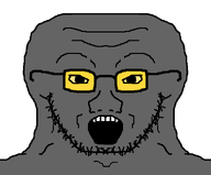 glasses grey_skin looking_at_you open_mouth soot soot_(user) soyjak soyjak_party stubble subvariant:soyak_front3 transparent_background unwrapped variant:soyak yellow_glasses // 966x800 // 14.3KB