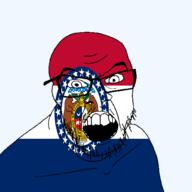 1820 angry animal bear bird buffalo eagle flag flag:missouri glasses hair latin_text looking_at_you missouri mustache open_mouth soyjak star state stubble teeth text transparent_background united_states variant:feraljak // 1500x1500 // 229.6KB