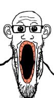 ear glasses oh_my_god_she_is_so_attractive open_mouth soyjak stretched_mouth stubble variant:markiplier_soyjak // 495x900 // 15.7KB