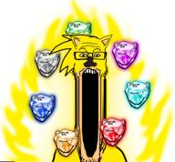 aura chaos_emerald ear gem glasses glowing multiple_soyjaks open_mouth sega sonic soyjak stretched_mouth stubble super_sonic variant:impish_soyak_ears variant:markiplier_soyjak yellow_skin // 956x888 // 744.5KB