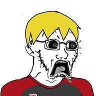 clothes ear glasses nate nate_higgers soyjak soyteen stubble subvariant:doctos variant:soyak white_background white_skin yellow_hair // 1000x1000 // 114.7KB