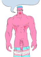 arm blood blue_hair buff closed_mouth clothes ear frankenpenis ftm glasses gore hair hand jeans masectomy_scars nsfw penis pink_skin pooner redraw scar soyjak speech_bubble speech_bubble_empty stitches subvariant:chudjak_front tranny variant:chudjak // 1698x2311 // 780.4KB