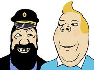 2soyjaks are_you_soying_what_im_soying beard blond blush cap captain_haddock cheeks closed_mouth clothes grin hair hat navy smile soyjak subvariant:wholesome_soyjak tintin variant:gapejak variant:markiplier_soyjak white_skin yellow_hair // 1200x900 // 77.4KB
