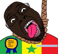 ack award black_skin fart flag flag:senegal gemersonlakeandcalmer_(namefag) glasses hair hanging open_mouth rope senegal soyjak star_(symbol) stubble suicide teeth text tongue variant:bernd yellow_teeth // 768x719 // 46.7KB