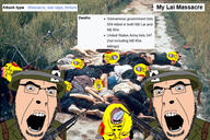 ace_of_spades angry card civilians clothes combat_helmet country glasses helmet irl_background irl_photo killing m1_helmet massacre military military_uniform multiple_soyjaks my_lai_massacre open_mouth shooting soldier soyjak stubble uniform united_states variant:bernd variant:cobson variant:gapejak vietnam vietnam_war vietnamese war white_skin // 1920x1280 // 868.3KB