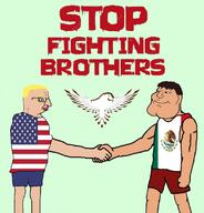 aryan blond blue_eyes chud fighting flag:mexico flag:united_states handshake mexico stop subvariant:mexiaryan united_states unity variant:chudjak // 1080x1128 // 350.4KB