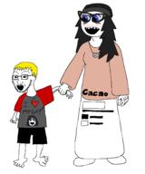 2soyjaks blue_eyes clothes full_body glasses hair holding_hand i_heart nate open_mouth soy soylent soylent_(cacao) teeth text variant:soyak variant:soytan yellow_hair // 1496x1796 // 62.8KB