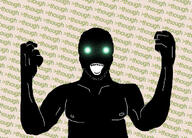 4chan alternate arm black_skin fist front_facing glowing_eyes green_eyes greentext hand inverted looking_at_you nipple open_mouth soyjak stubble subvariant:soyak_(crazed) text thougher variant:soyak // 680x487 // 271.8KB