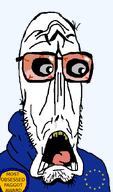 award beard european_union flag flag:european_union glasses most_obsessed_faggot_award mutt open_mouth red_eyes remastered scared star_(symbol) subvariant:doctos subvariant:euromutt sweater teeth variant:markiplier_soyjak // 397x675 // 20.7KB