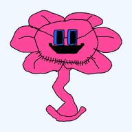 blue_glasses doll_(user) flower flowey glasses open_mouth petals pink_skin plant stem stubble undertale variant:floweyjak // 1000x1000 // 13.7KB