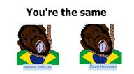 2soyjaks beard black_sclera black_skin brazil brown_eyes crying dunchenman_(user) ear flag:brazil glasses hair hanging meta:ascence_is_a_subhuman_shitskin_zartycuck_nigger_pedophile_that_deserves_to_be_raped meta:miranda_and_ascence_hanging meta:namefags monkey nophono_(nametroon) open_mouth rope soyjak text variant:bernd youre_the_same // 1302x718 // 128.1KB