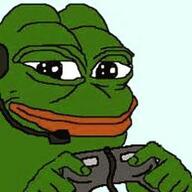amphibian blue_background cheeks console frog hand_upon_chin headphones meta:not_oc nas:pepe pepe pepe_the_frog smile smug video_game // 320x320 // 14.8KB