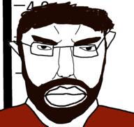 beard big_lips chud clothes glasses looking_at_you mugshot subvariant:chudjak_front ted_kaczynski variant:chudjak // 1390x1328 // 132.3KB
