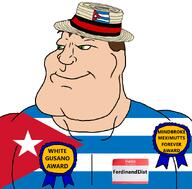 award brown_hair buff clothes cuba ferdinanddist(namefag) flag:cuba green_eyes hair hat hello_my_name_is_(sticker) subvariant:mexiaryan text variant:meximutt white_skin // 886x872 // 112.7KB