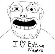 angry ear glasses heart i_love nigger open_mouth soyjak stubble text variant:unknown // 1094x1074 // 62.2KB