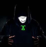 arm biting_lip black_background closed_mouth clothes cult cultist evil hand hood ominous religion robe smile soyjak stubble symbol teeth thrembo variant:cobson white_skin // 514x527 // 105.2KB