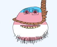 bloodshot_eyes charlie_the_steak closed_mouth flag:transgender_pride_flag glasses pink_eyes rope stubble tranny variant:meatjak yellow_teeth // 930x765 // 96.3KB