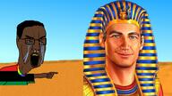 artist:Catjakker black_skin crying egypt glasses open_mouth pointing red_eyes sand sky variant:chudjak we_wuz_kangz white_man white_skin yellow_teeth // 1920x1080 // 2.2MB