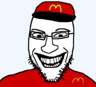cap clothes glasses grin hat jerma985 mcdonalds open_mouth soyjak stubble variant:susjak // 680x620 // 11.9KB