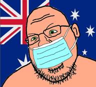 australia brown_skin country ear flag flag:australia glasses green_eyes mask soyjak star_(symbol) stubble variant:shotjak // 763x692 // 136.0KB