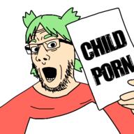 'p 4chan anime glasses hair open_mouth pedophile pedophilia soyjak stubble variant:comicjak yotsoyba // 400x400 // 54.2KB
