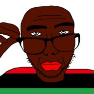 black_skin closed_mouth clothes glasses hand holding_object pan_african soyjak stubble variant:sobot // 548x548 // 12.3KB