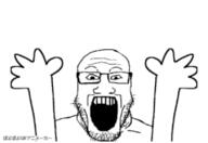 animated bouncing ext=gif fast glasses hand hands_up open_mouth poyopoyo stubble variant:markiplier_soyjak // 255x175 // 39.1KB