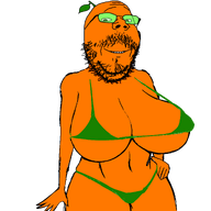 big_breasts bikini breasts froot froot_(user) glasses leaf meta:not_oc orange_skin series:bikinijaks stubble subvariant:mustached_gapejak tinted_glasses transparent_background upper_body variant:gapejak // 2048x2048 // 371.4KB