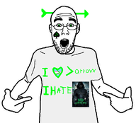 arrow bald flag:transgender_pride_flag glasses nas:gigachad open_mouth pointing queen_of_spades stubble variant:shirtjak white_shirt // 618x559 // 98.3KB