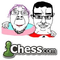 2soyjaks chess chess_com chud_troon_alliance closed_mouth ear friendship glasses hair hand lipstick nazism purple_hair soyjak stubble subvariant:chudjak_front tranny variant:bernd variant:chudjak // 860x858 // 372.0KB