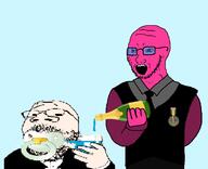 arm baby badge beer bleach bottle bowtie clorox clothes doll_(user) glass glasses hair hand hat holding_bottle holding_object low_quality necktie open_mouth pacifier smile soyjak soyjak_party stubble suit text toast tuxedo underage_drinking variant:gapejak variant:soyak white_skin // 1702x1384 // 408.4KB
