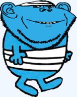 bandage blue_skin ear full_body mr_bump mr_men smile soyjak stubble variant:impish_soyak_ears // 434x545 // 123.1KB