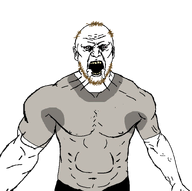 angry arm bloodshot_eyes coomer foaming_at_the_mouth gooner series:coomers_&_gooners subvariant:the_beast sweating t-shirt transparent_background variant:bernd yellow_teeth // 814x810 // 29.0KB