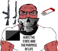 ak-74 anarchism anarcho-nihilism antidepressants gun m1014 meds meta:tagme nihilism shotgun skull_mask subvariant:muscular_chud subvariant:science_lover variant:chudjak variant:markiplier_soyjak // 1200x1053 // 573.3KB