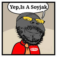 admin badge clothes glasses grey_skin looking_at_you open_mouth red_shirt series:soyjaks? soot soot_colors soyjak soyjak_party speech_bubble stonetoss subvariant:mustached_gapejak suit text tinted_glasses variant:gapejak white_skin // 500x500 // 131.4KB