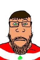 beard brown_hair closed_mouth glasses green_eyes hair lebanon neutral plant soyjak stubble subvariant:neutralplier tan_skin tree variant:markiplier_soyjak white_skin // 672x987 // 195.2KB
