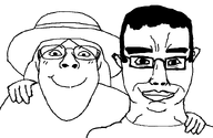 2soyjaks chud_troon_alliance clothes female femjak front_facing glasses hat looking_at_you meta:template no_stubble oh_my_god_she_is_so_attractive series:trios_&_duos smile subvariant:bridget subvariant:chudjak_front template thick_eyebrows transparent_background variant:bernd variant:chudjak variant:gapejak white_skin woman // 834x541 // 10.2KB